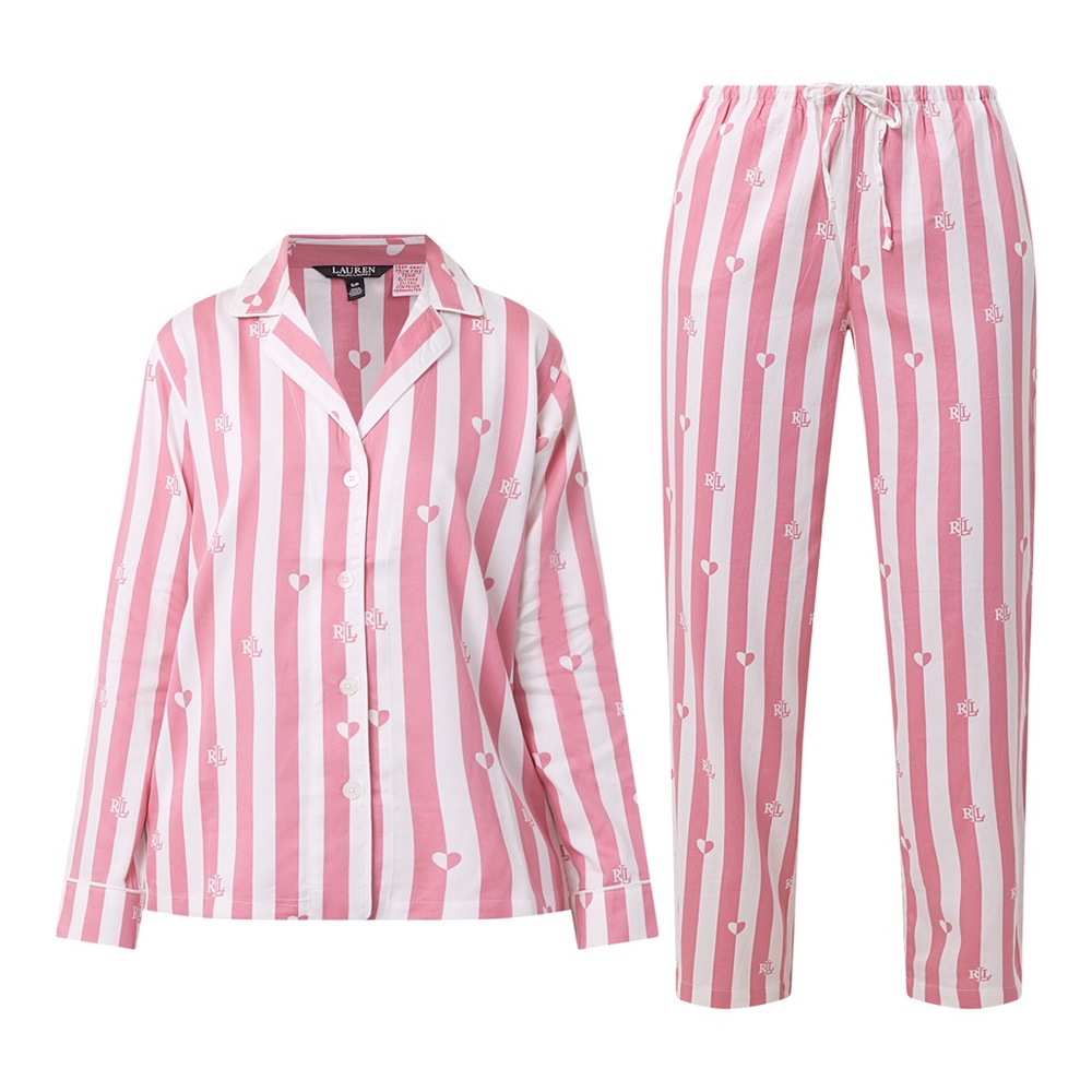 Ralph LAUREN Striped Heart Pajama Set